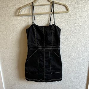 Black mini dress with contrast stitching
